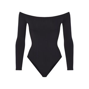 SKIMS Black Onyx Off-Shoulder Bodysuit